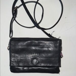 Elegant Black Genuine Leather Crossbody Bag
